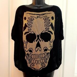 “VOCAL” Gold Skull Mesh Sweater